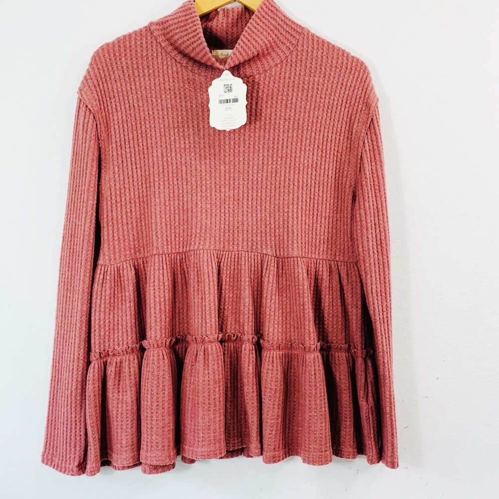 NWT Altar’d State Tiered Hem Mock Neck Sweater